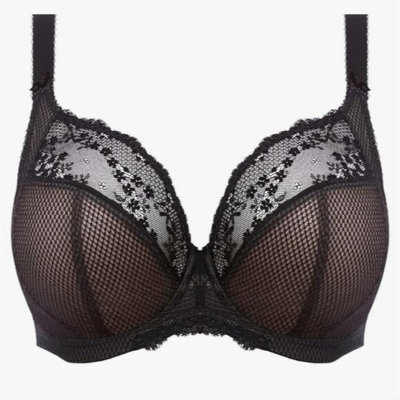 ELOMI | Women's Black Charley Stretch Lace Underwire Plunge Bra - Picture 4 of 11